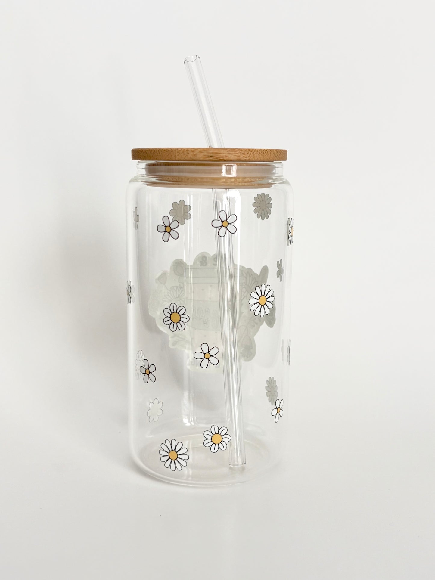 Tumbler en verre avec couvercle et paille (16 oz) - Me & coffee 🌻