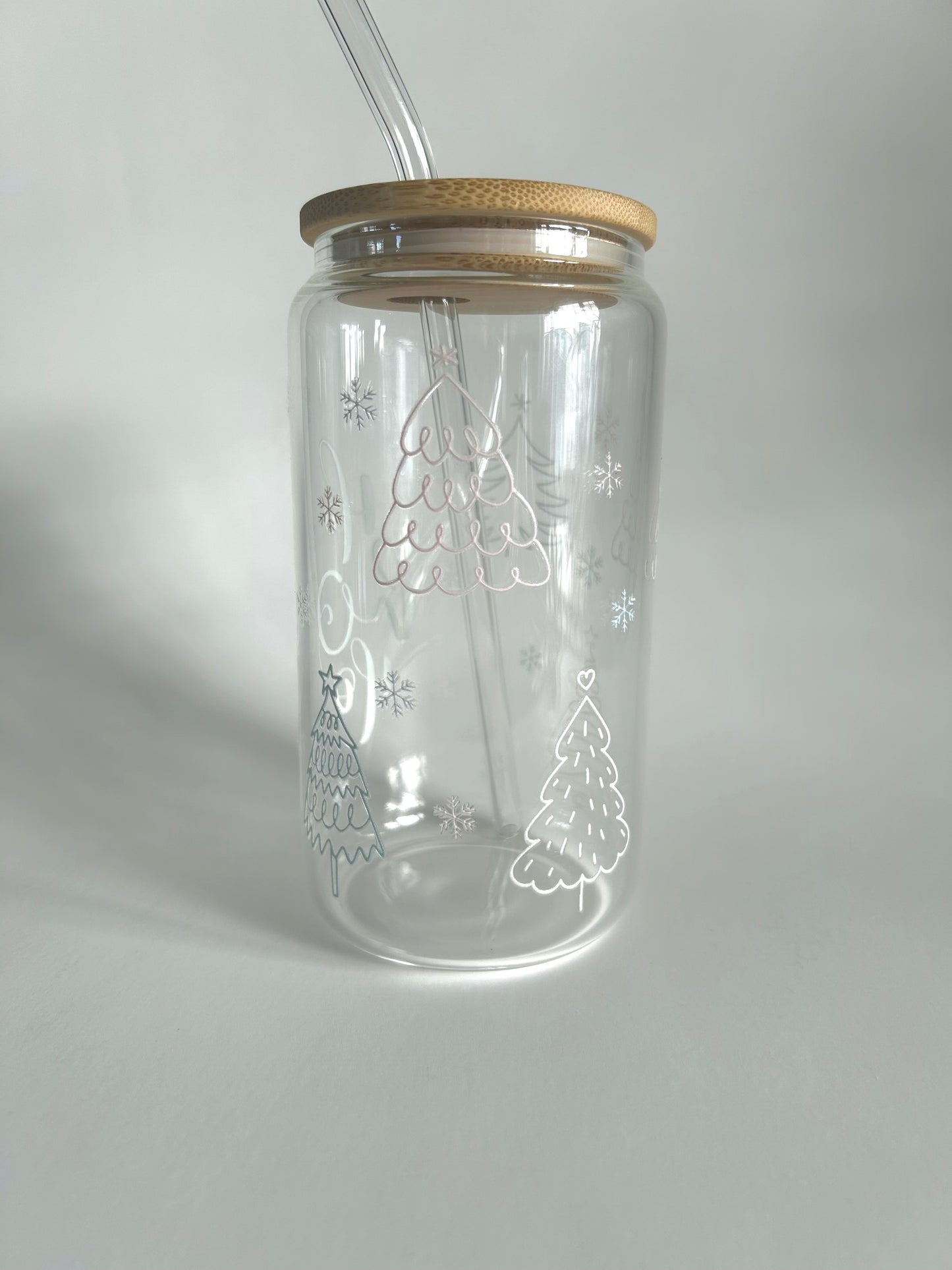 Tumbler en verre avec couvercle et paille (16 oz) - Ho Ho Ho đ€
