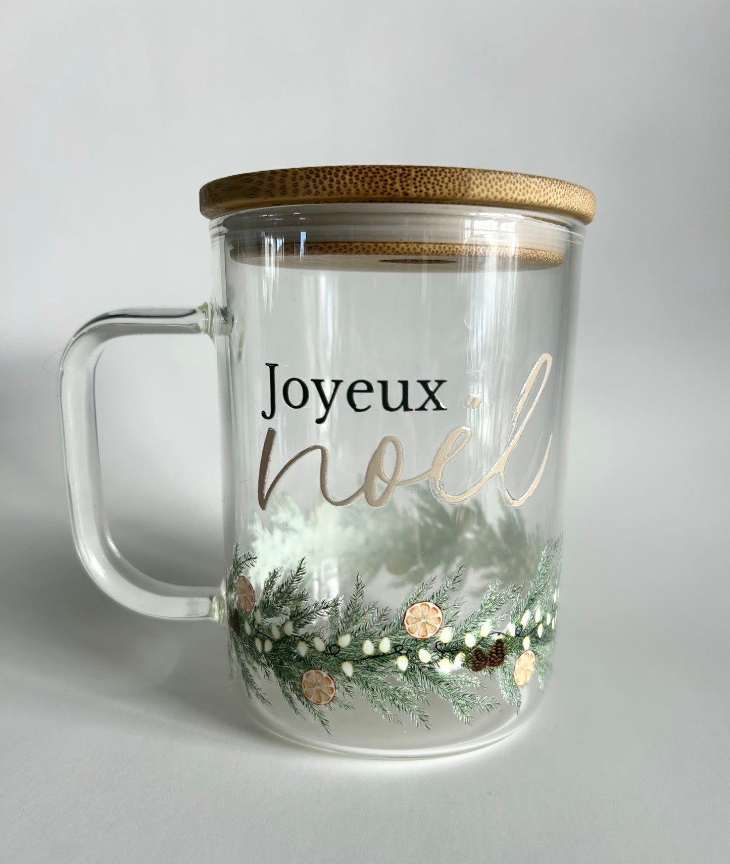 Tasse en verre avec couvercle et paille (17 oz) - Guirlande de Noël 🎄