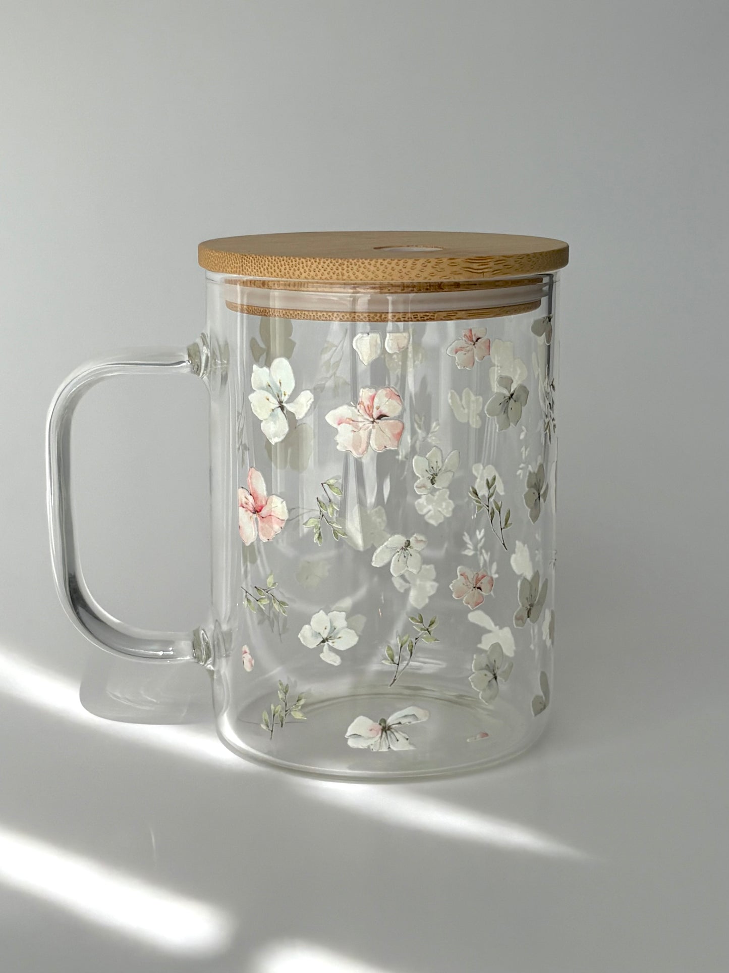 Tasse en verre avec couvercle et paille (17 oz) - Douceur de printemps 🌼🌿💛