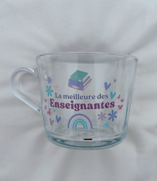 Tasse en verre (12 oz) - La meilleure des enseignantes 👩🏼🏫