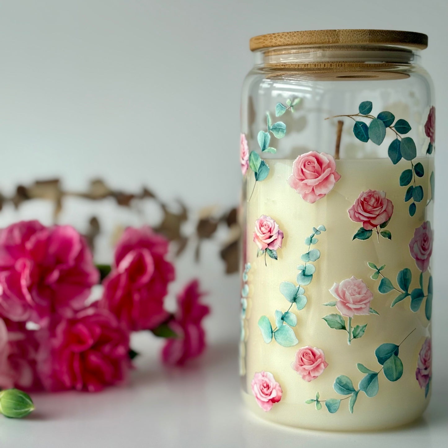 Verre chandelle 2 en 1 - Rose Eucalyptus 🌹