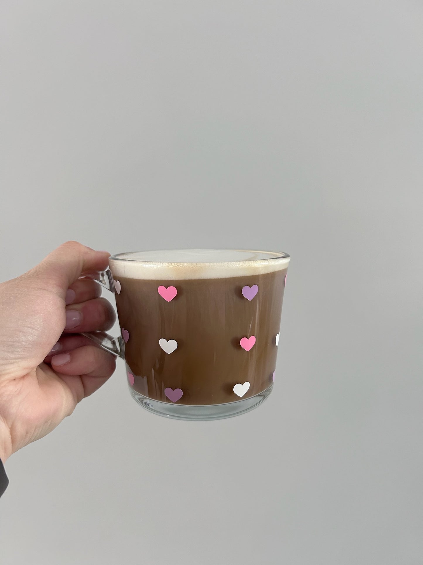 Tasse en verre (12 oz) - Petits coeurs 🤍