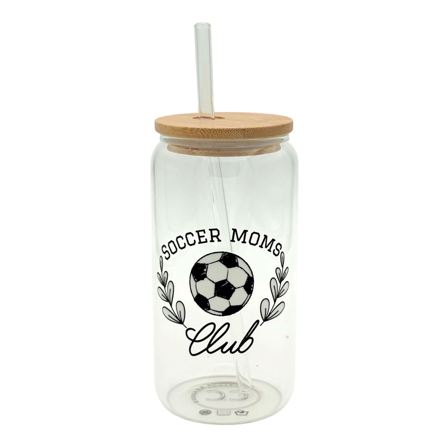 Tumbler en verre avec couvercle et paille (16 oz) - Soccer moms club ⚽️