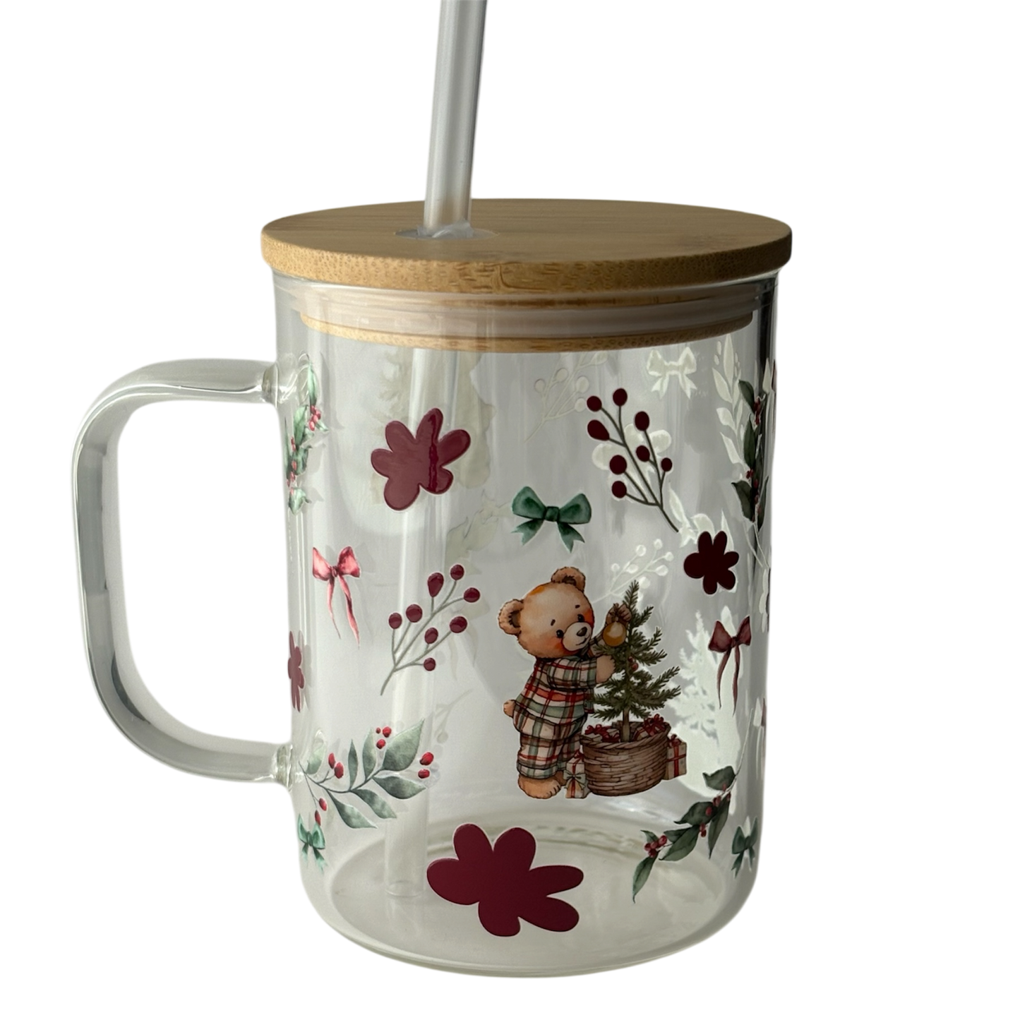 Tasse en verre avec couvercle et paille (17 oz) - Douce magie