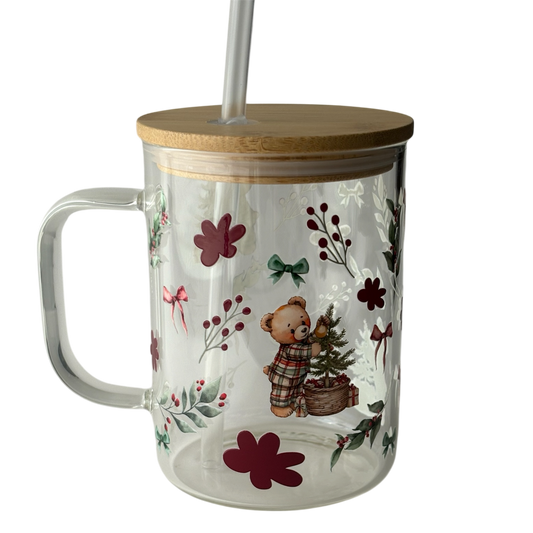 Tasse en verre avec couvercle et paille (17 oz) - Douce magie