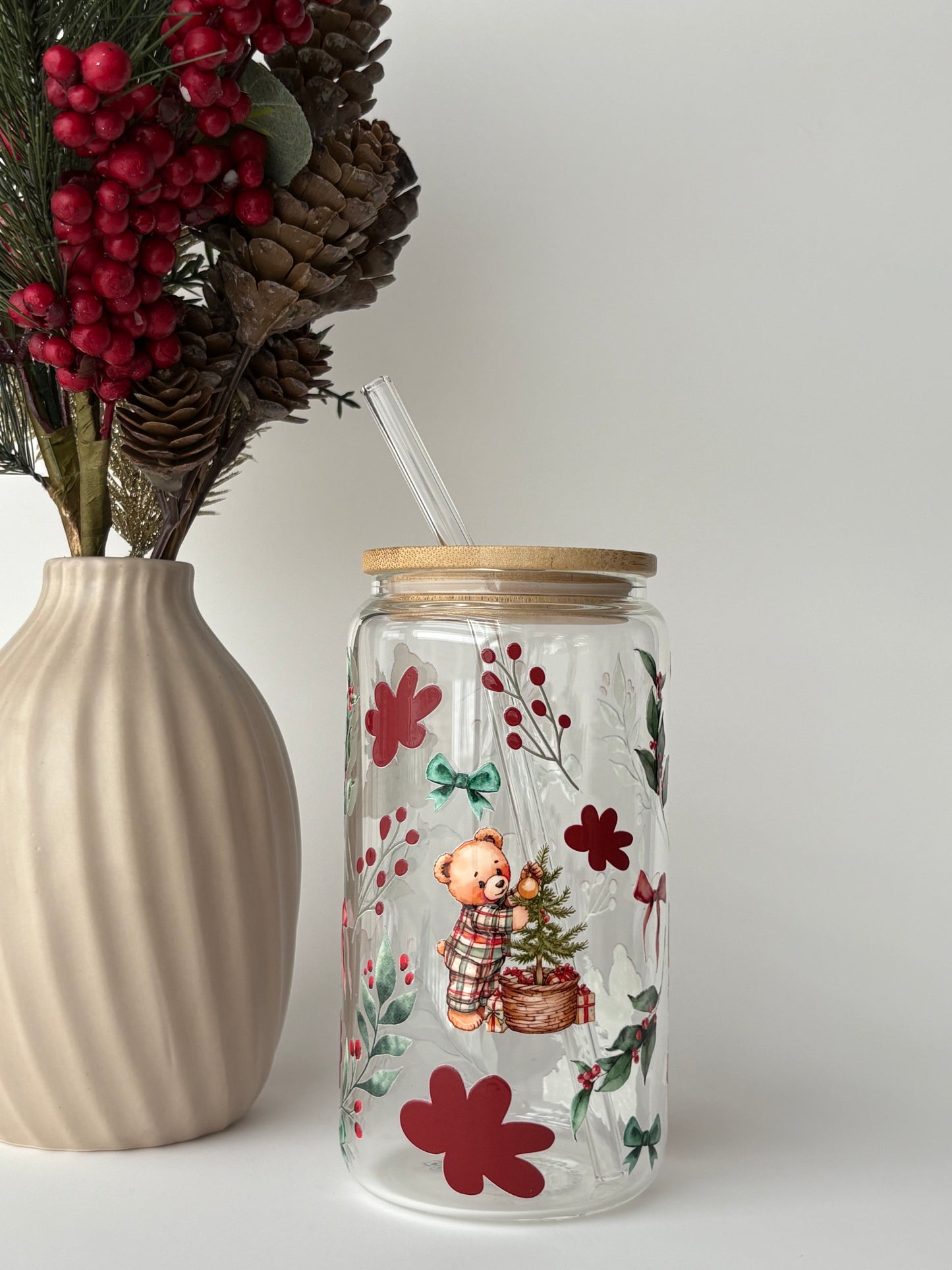 Tumbler en verre avec couvercle et paille (16 oz) - Douce magie 🧸