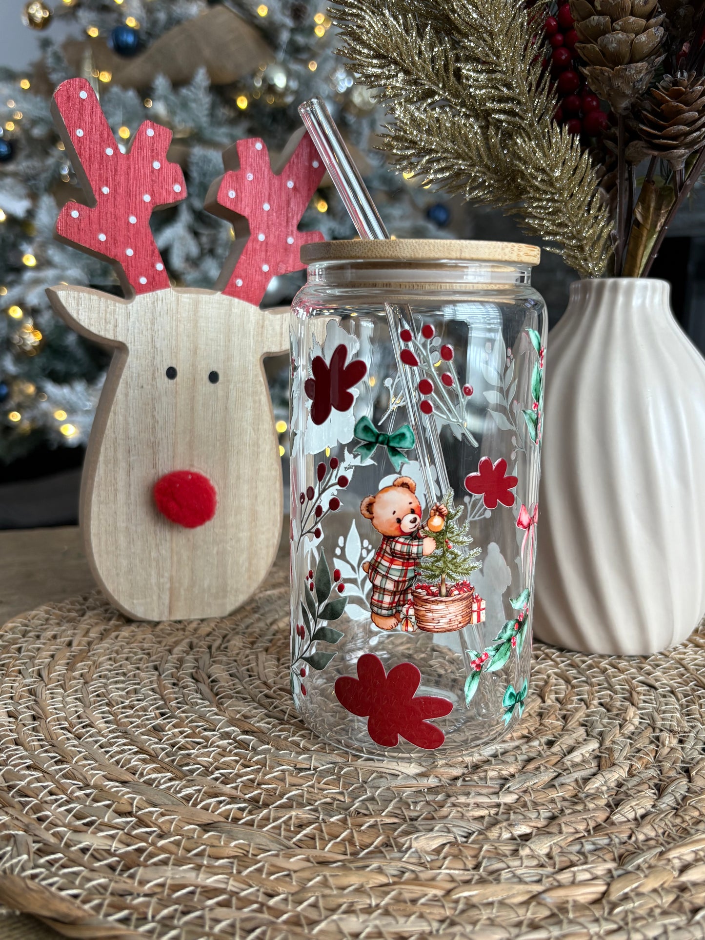 Tumbler en verre avec couvercle et paille (16 oz) - Douce magie 🧸