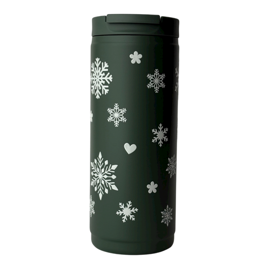 Gobelet isotherme ( 400 ml ) Magie d’hiver ( vert ) ❄️🤍