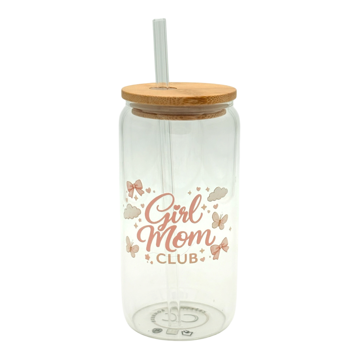 Tumbler en verre avec couvercle et paille (16 oz) - Girl mom club 🌸🎀