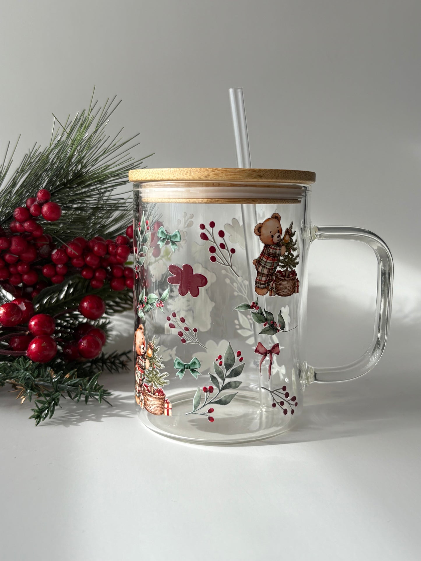 Tasse en verre avec couvercle et paille (17 oz) - Douce magie