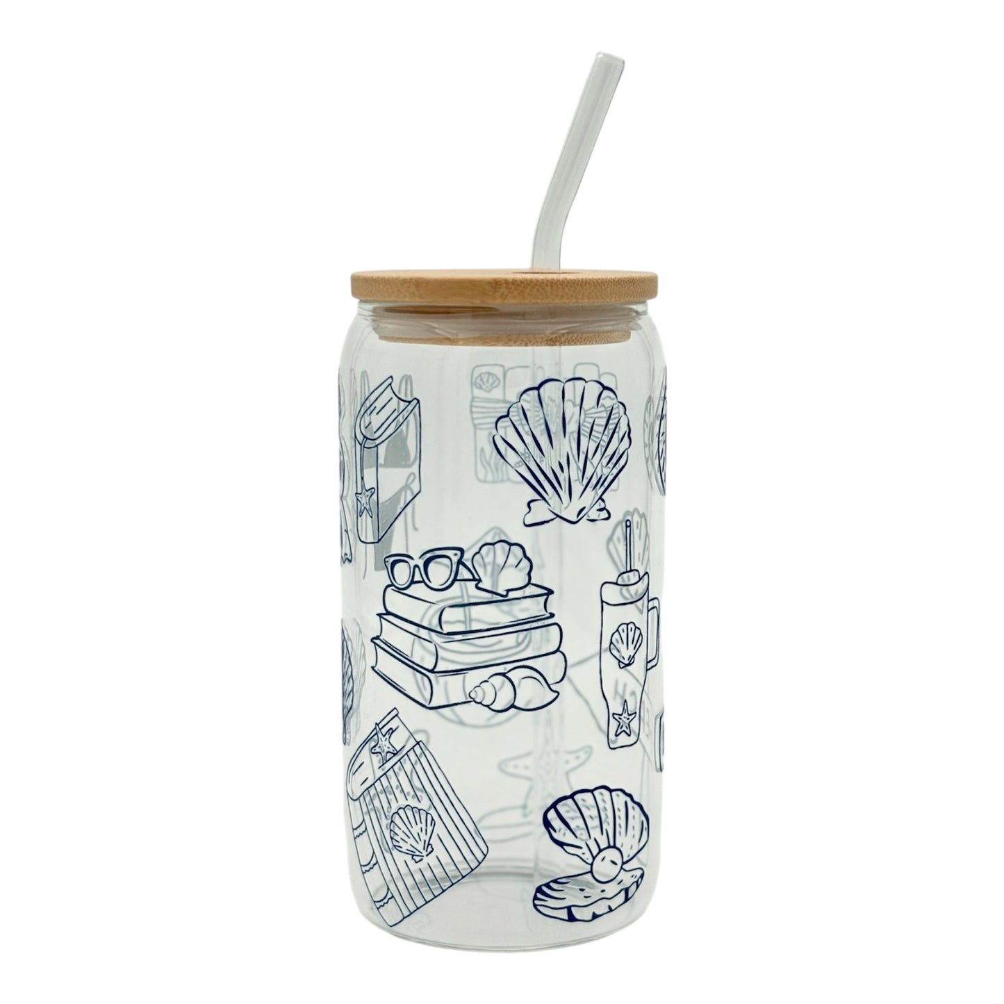 Tumbler en verre avec couvercle et paille (16 oz) - Entre deux chapitres 🌊📖