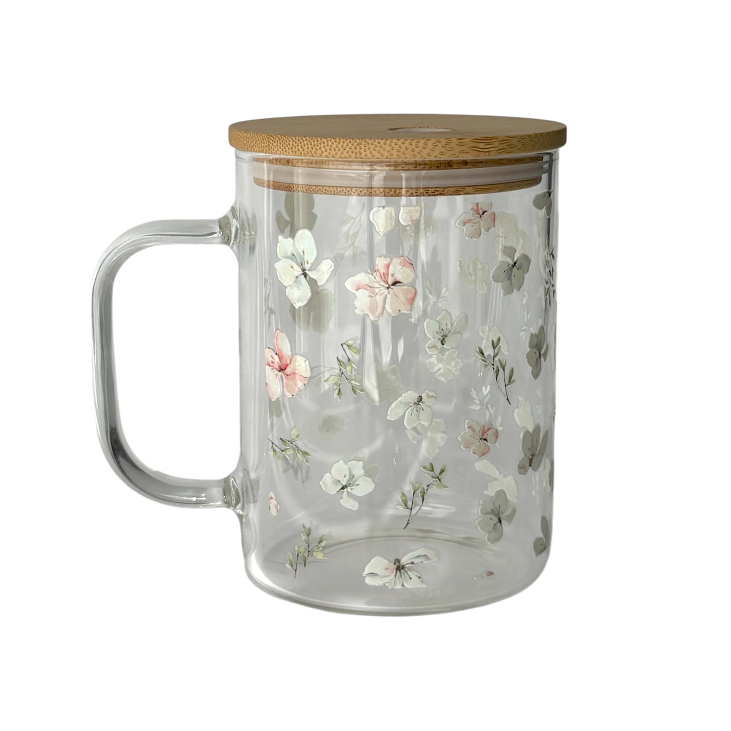Tasse en verre avec couvercle et paille (17 oz) - Douceur de printemps 🌼🌿💛