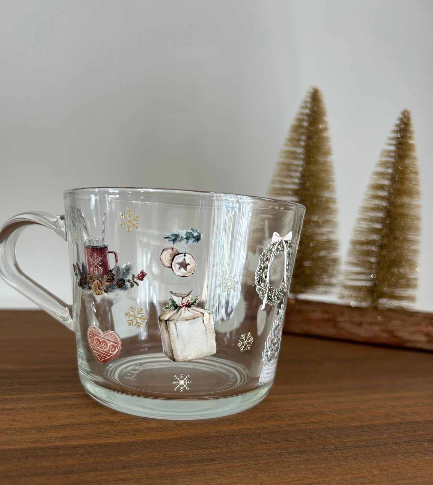 Tasse en verre (12 oz) - Noël vintage 🤎