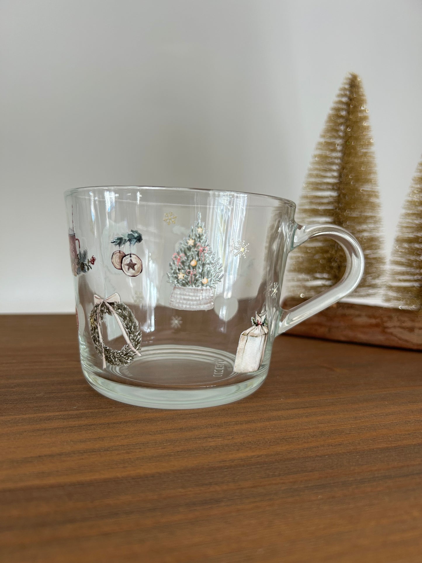 Tasse en verre (12 oz) - Noël vintage 🤎