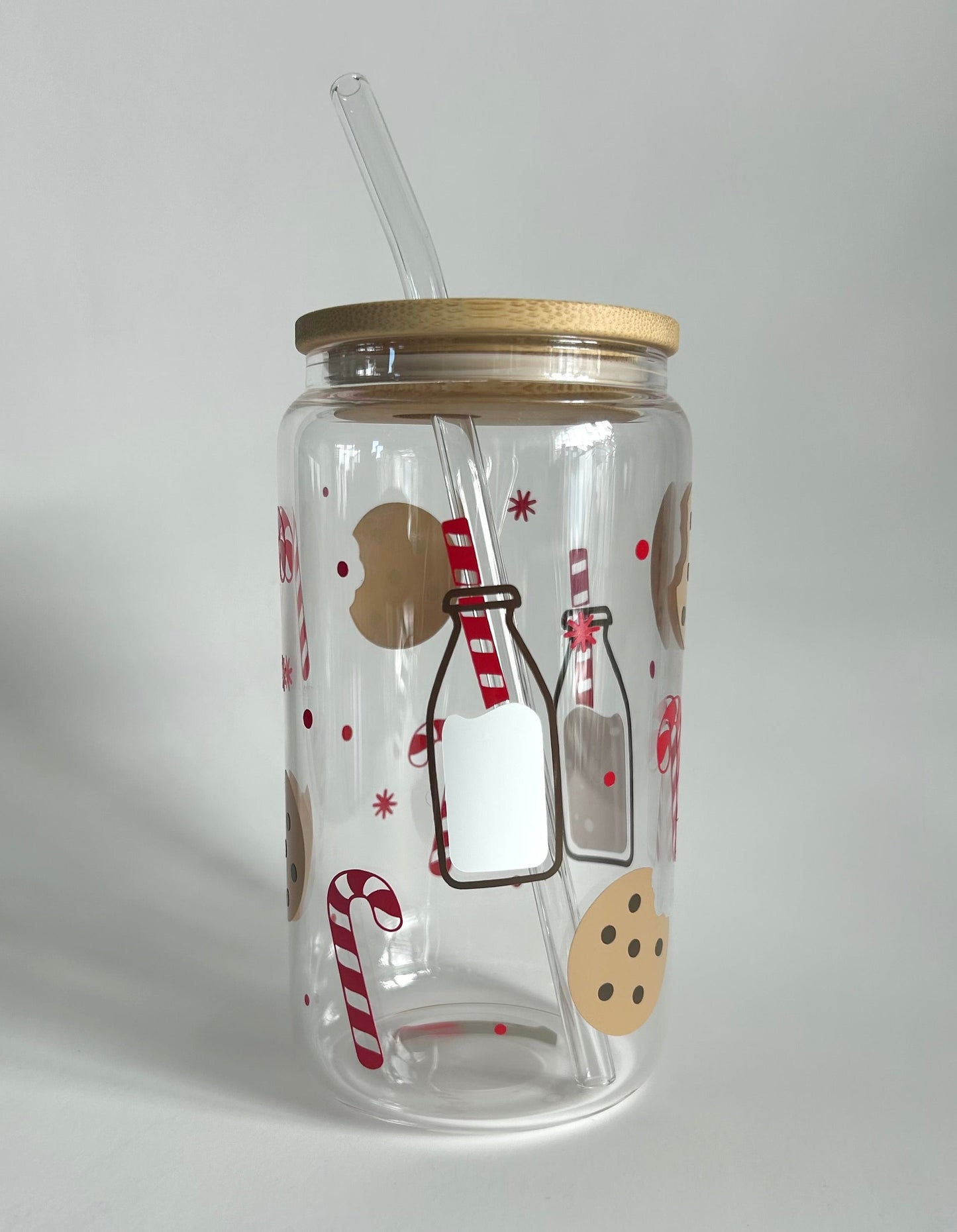 Tumbler en verre avec couvercle et paille (16 oz) - Biscuit et lait 🍪🥛