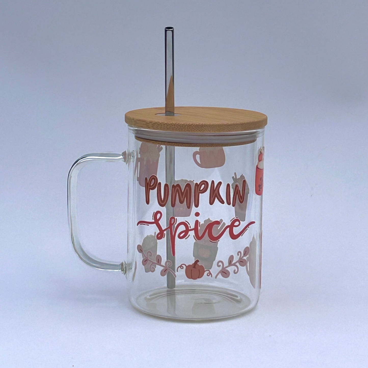 Tasse en verre avec couvercle et paille (17 oz) - Pumpkin spice 🎃