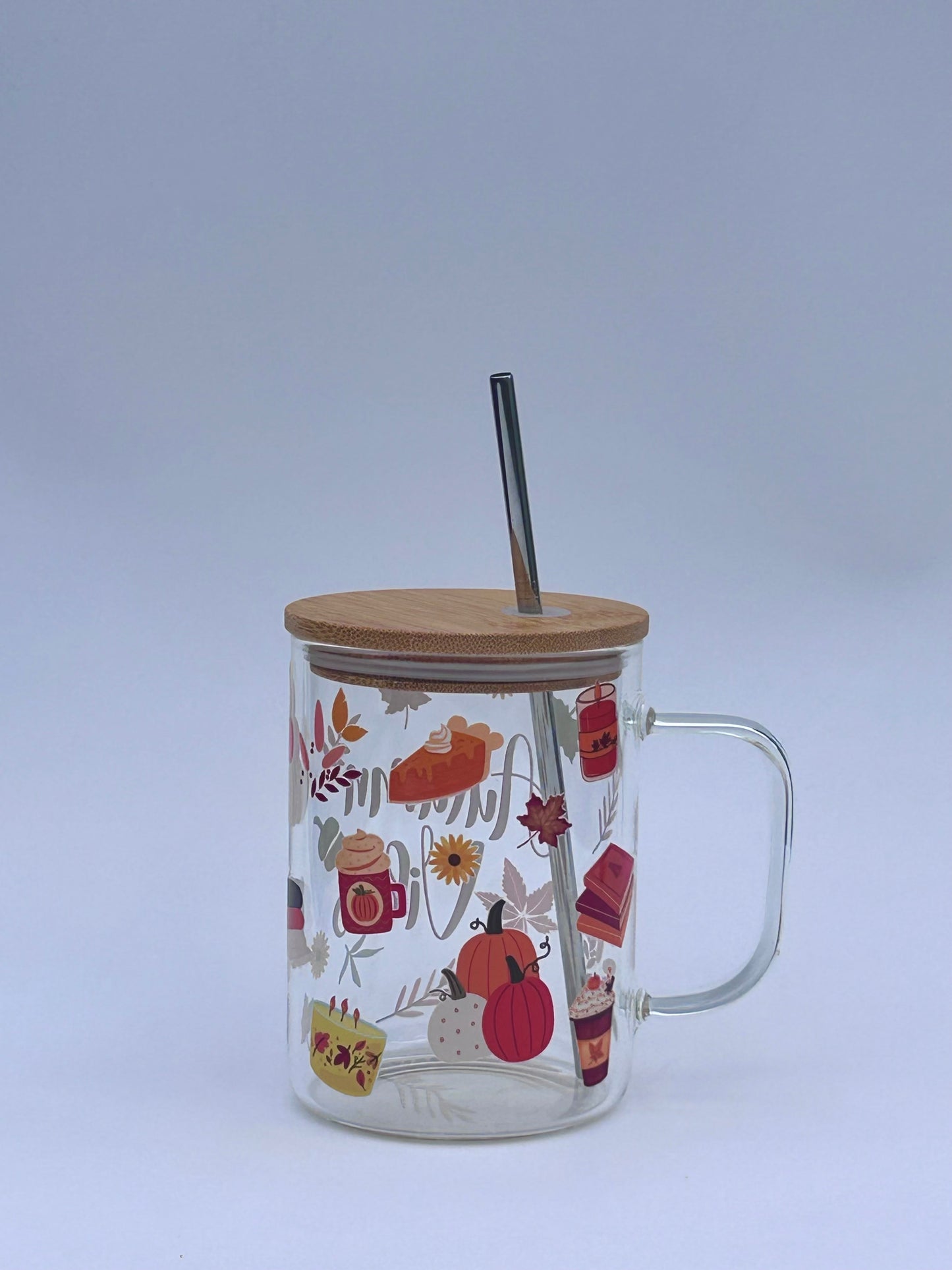 Tasse en verre avec couvercle et paille (17oz) - Autumn vibes 🍂