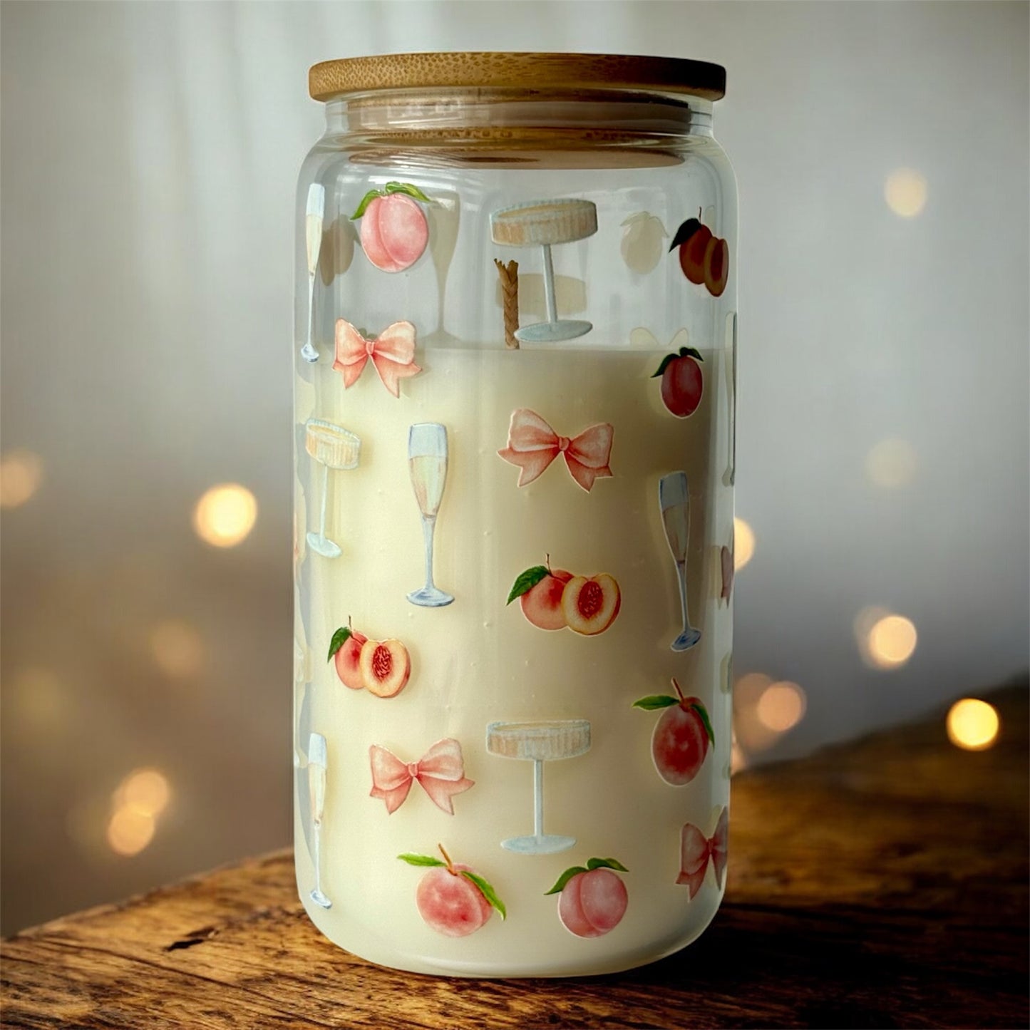 Verre chandelle 2 en 1 - Pêche Champagne 🍑🥂