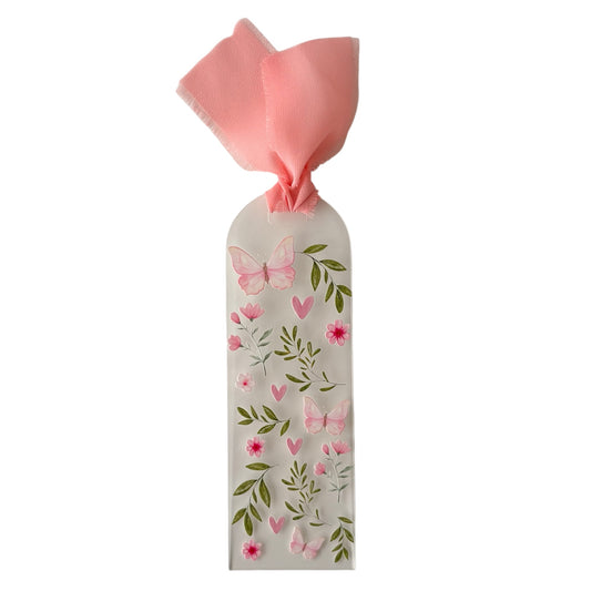 Signet en acrylique - Coeur de papillons