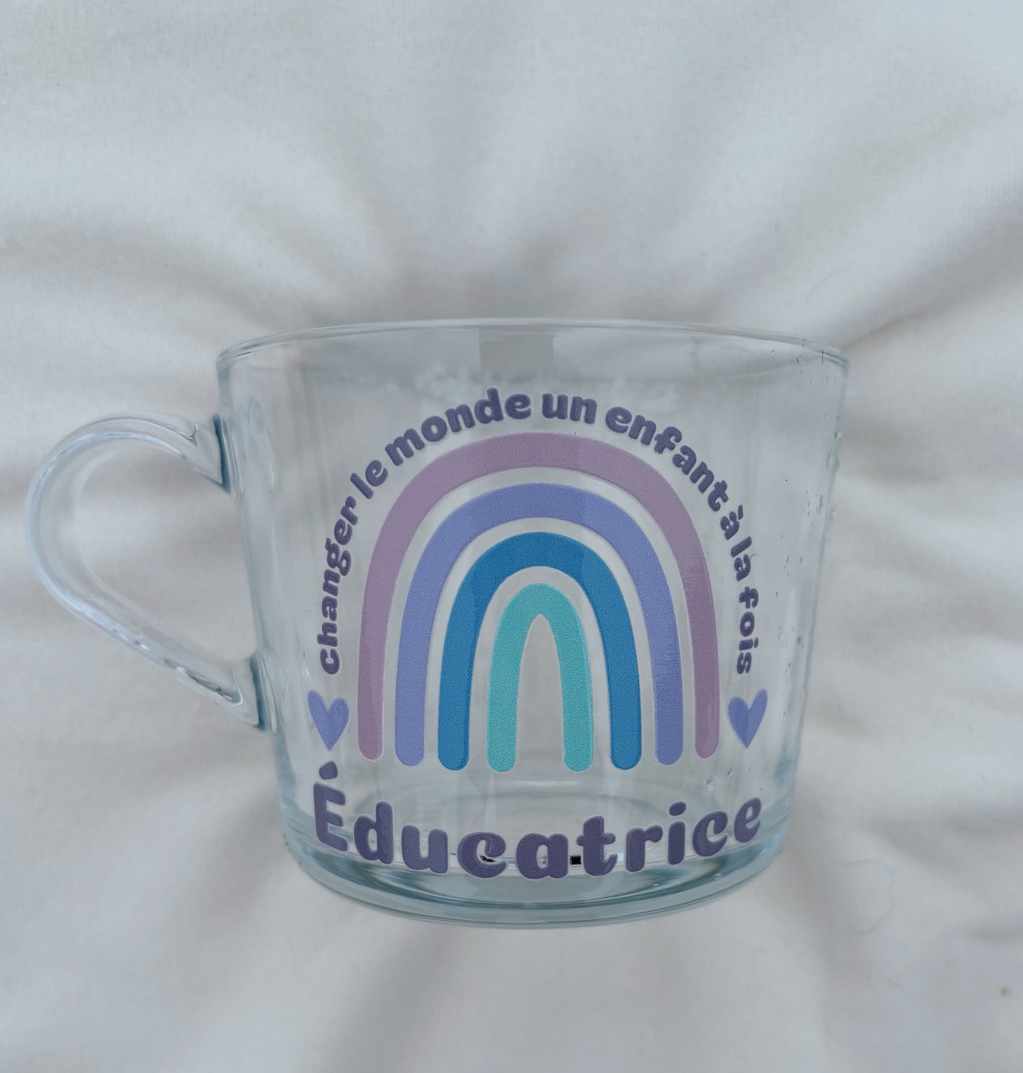 Tasse en verre (12 oz) - Changer le monde un enfant à la fois - Éducatrice 🌈