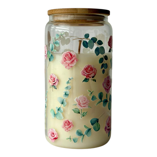 Verre chandelle 2 en 1 - Rose Eucalyptus 🌹
