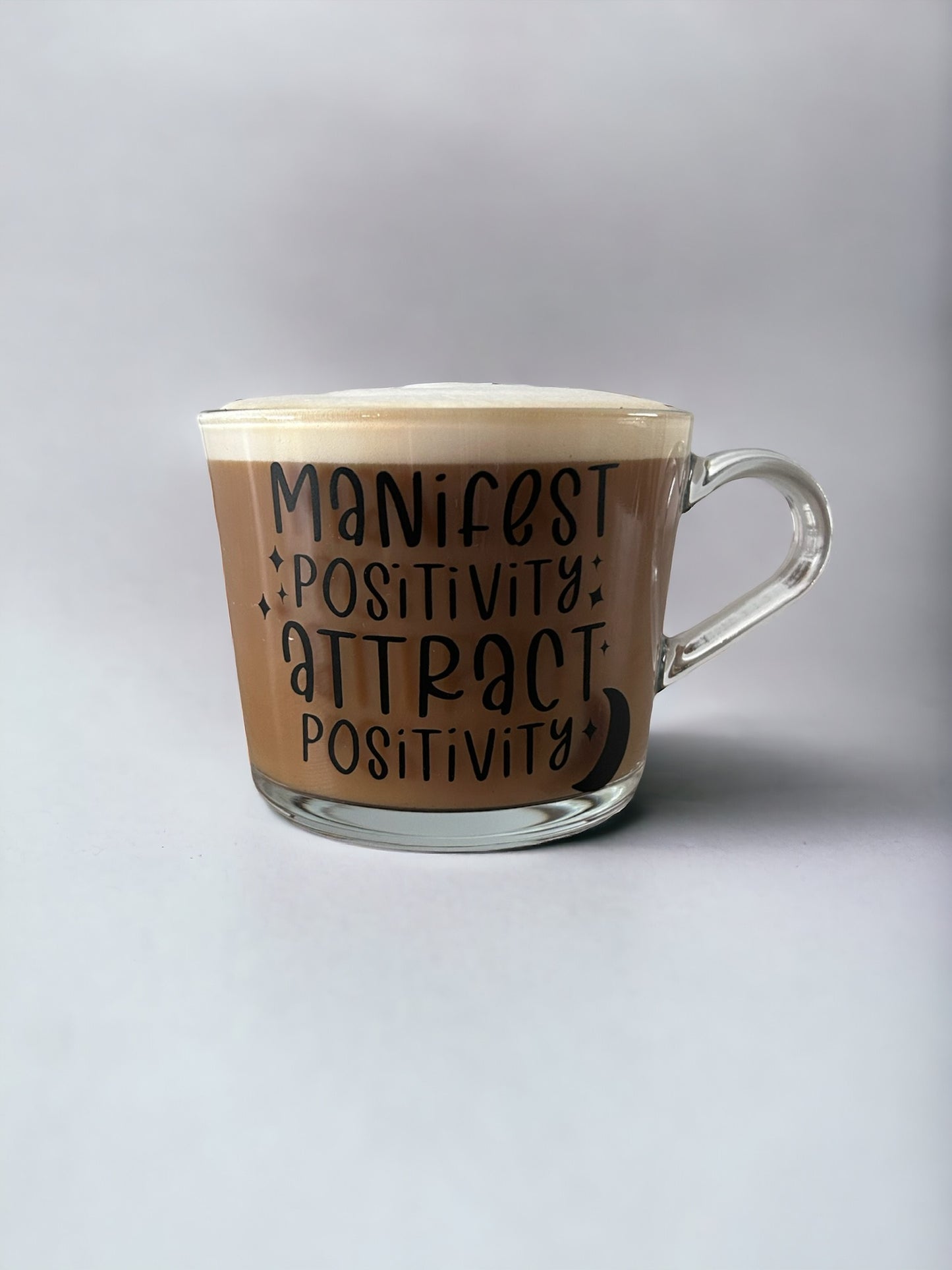 Tasse en verre avec couvercle et paille (17 oz) - Positivity ➕